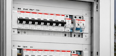 Atvērta elektrosadalne ar ABB modulāro DIN sliedes ierīču rindām
