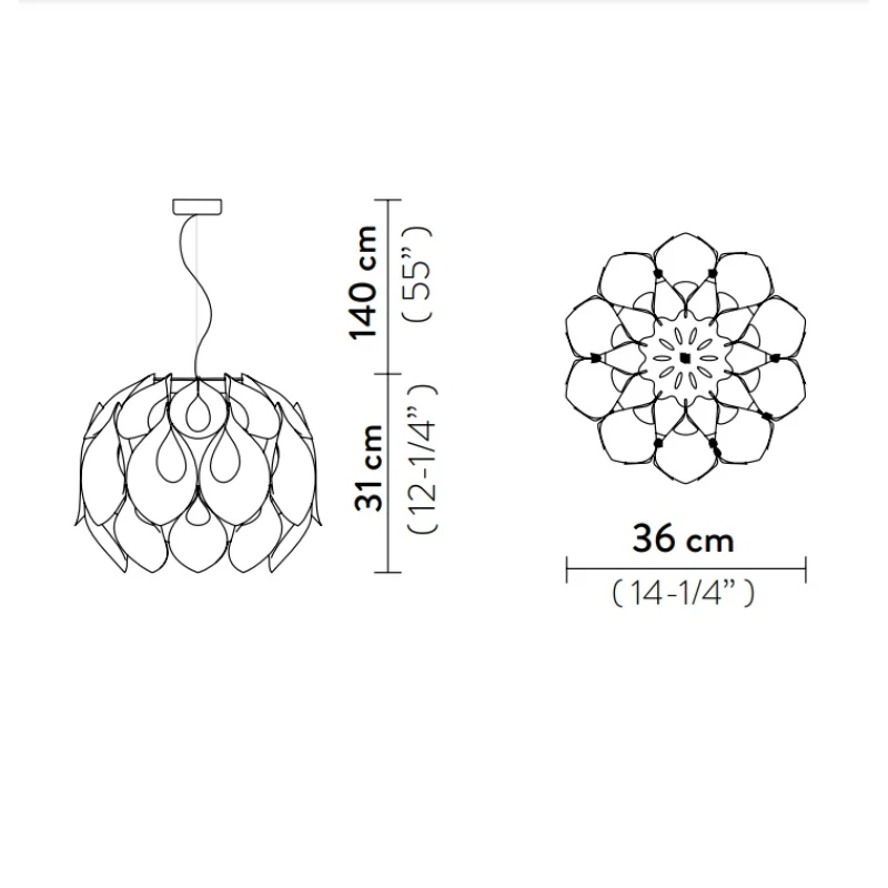 Piekaramā lampa FLORA Ø 36 cm