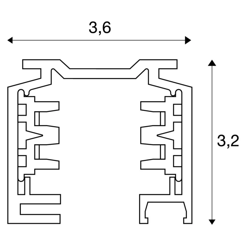Sliežu sistēma EUTRAC 3-PHASE SURFACE-MOUNTED TRACK BLACK 300M